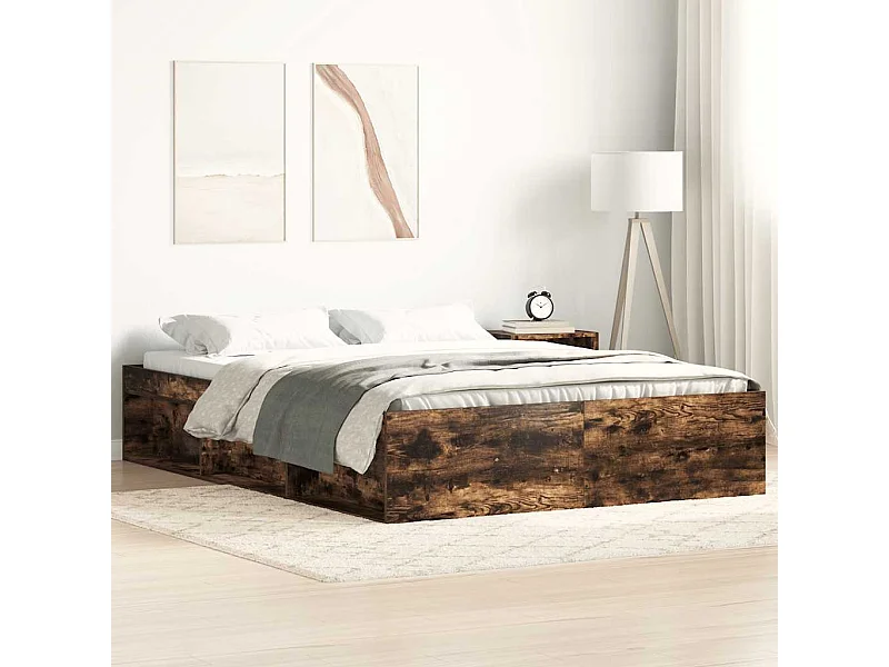 Lit double | Lit adulte | Cadre de lit chêne fumé 150x200 cm