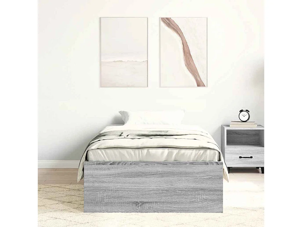 Lit simple | Lit adulte, enfant | Cadre de lit sonoma gris 90x200 cm