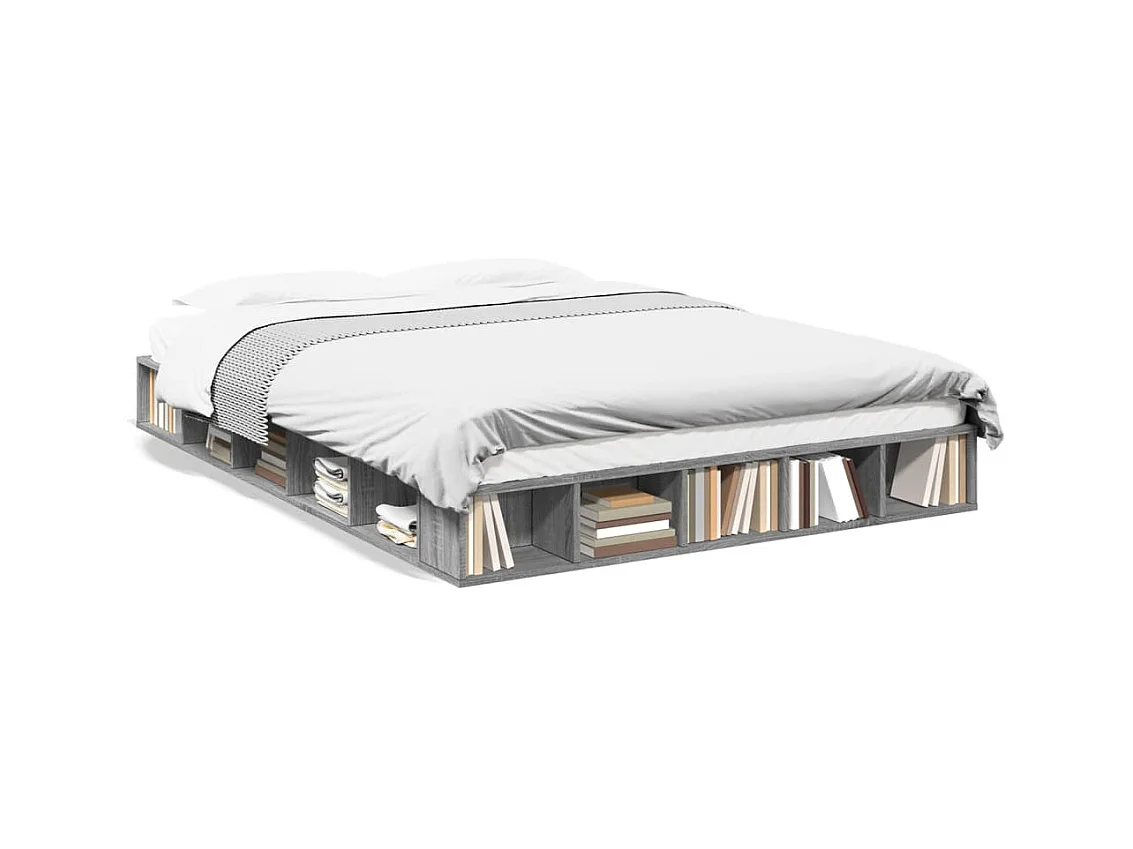 Lit double | Lit adulte | Cadre de lit sonoma gris 150x200 cm