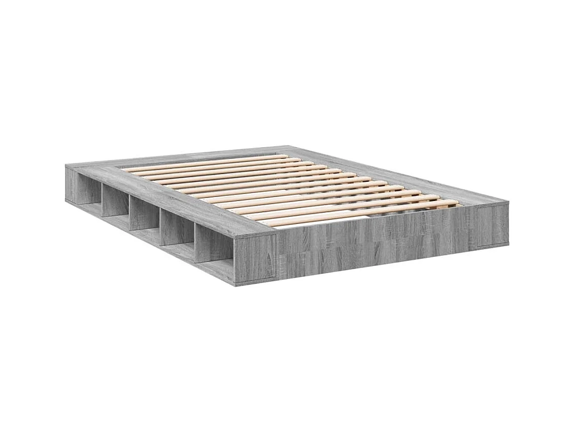 Lit double | Lit adulte | Cadre de lit sonoma gris 150x200 cm