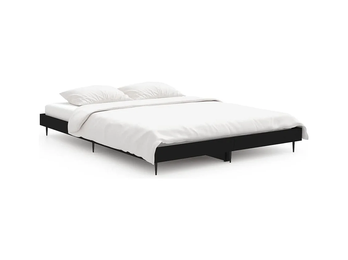 Lit double | Lit adulte | Cadre de lit noir 135x190 cm bois d'ingénierie