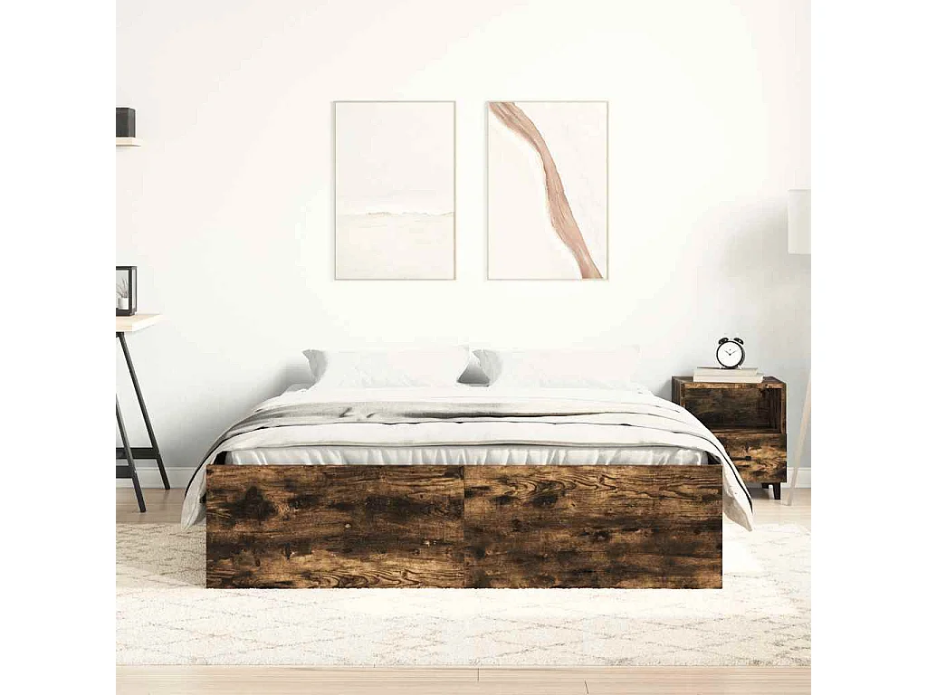 Lit double | Lit adulte | Cadre de lit chêne fumé 140x190 cm