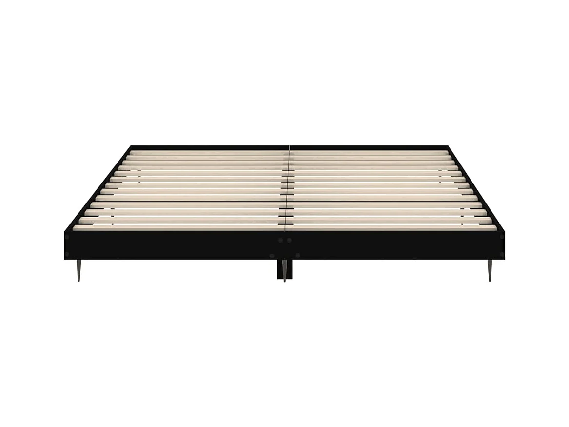 Lit double | Lit adulte | Cadre de lit noir 200x200 cm bois d'ingénierie