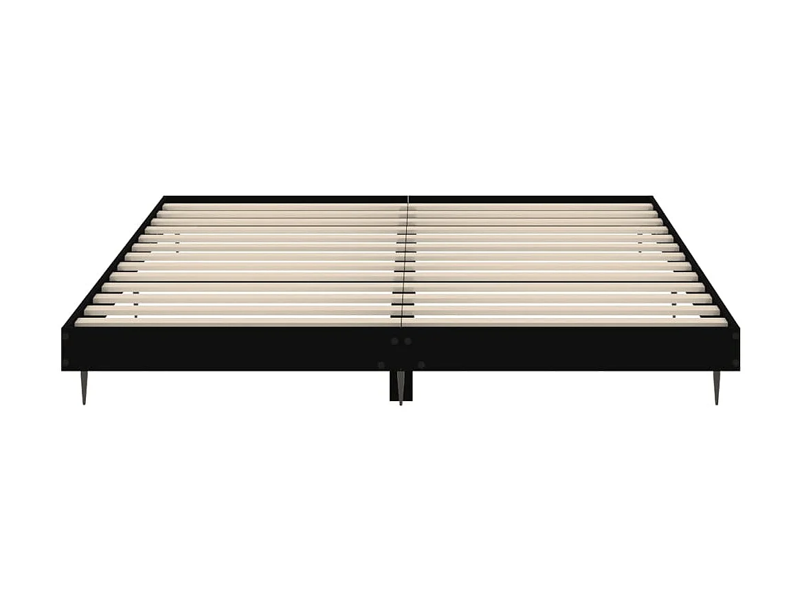 Lit double | Lit adulte | Cadre de lit noir 200x200 cm bois d'ingénierie