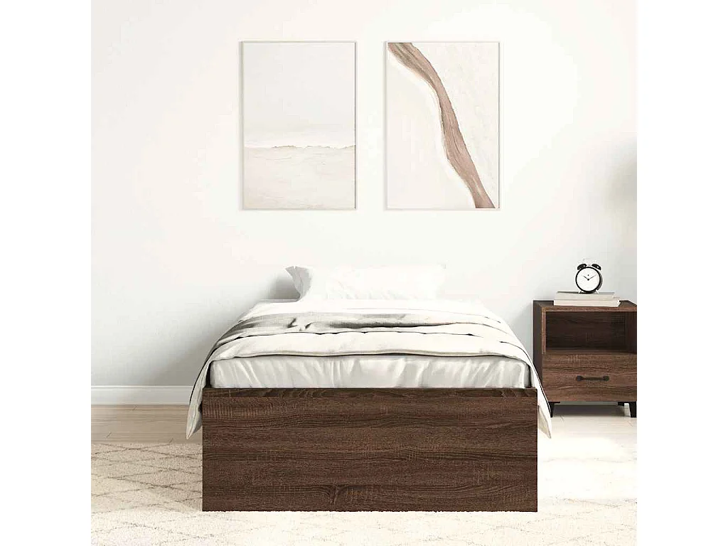 Lit simple | Lit adulte, enfant | Cadre de lit chêne marron 75x190 cm