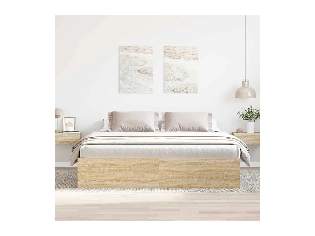 Lit double | Lit adulte | Cadre de lit chêne sonoma 200x200 cm