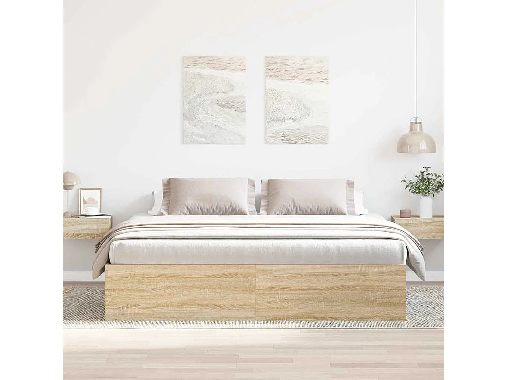 Lit double | Lit adulte | Cadre de lit chêne sonoma 200x200 cm
