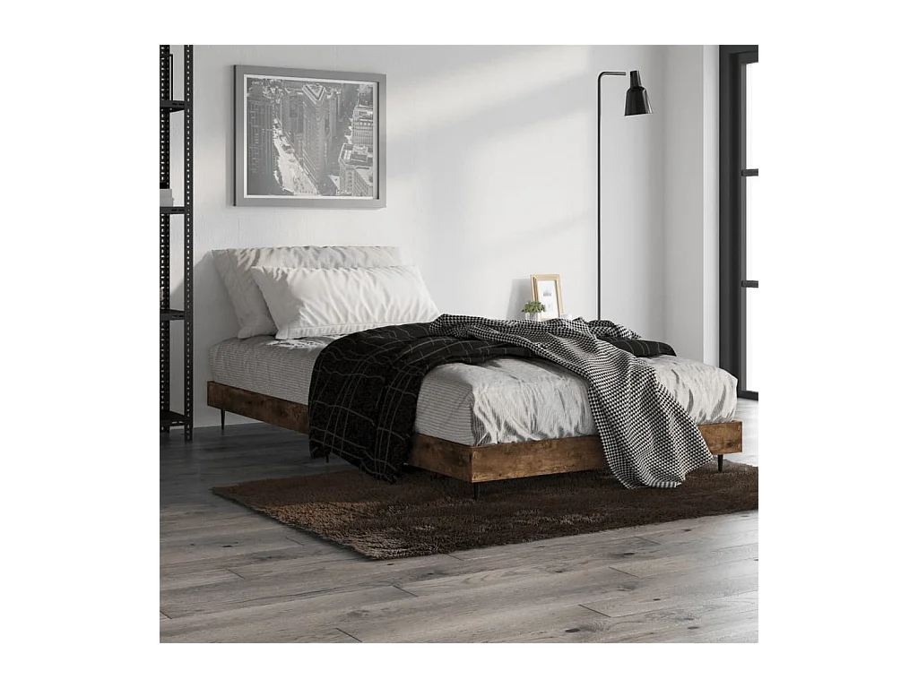 Lit simple | Lit adulte, enfant | Cadre de lit chêne fumé 90x190cm bois d'ingénierie
