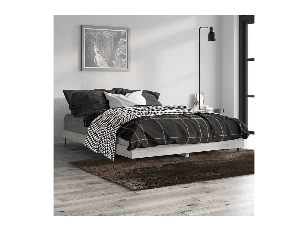 Lit double | Lit adulte | Cadre de lit sonoma gris 140x190 cm