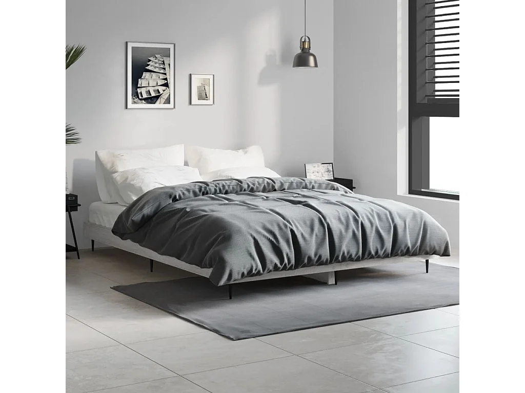 Lit double | Lit adulte | Cadre de lit sonoma gris 140x190 cm