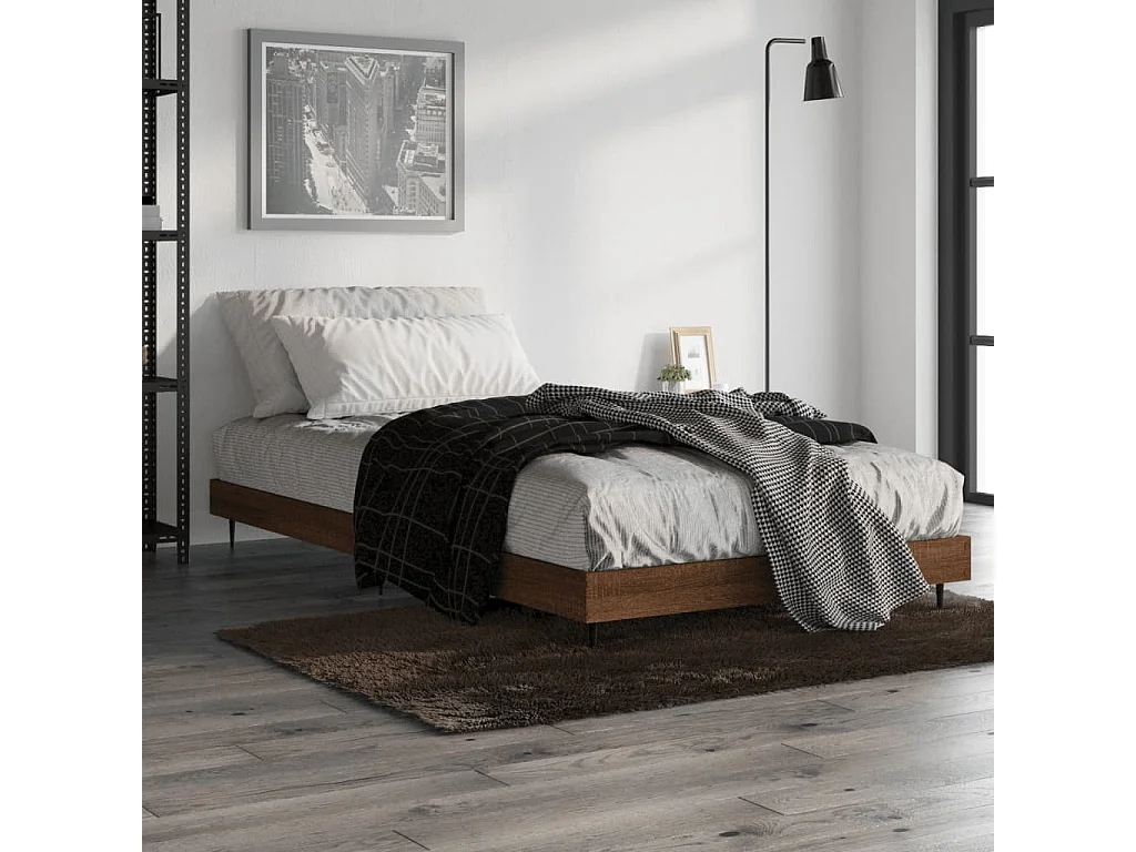 Lit simple | Lit adulte, enfant | Cadre de lit chêne marron 100x200 cm