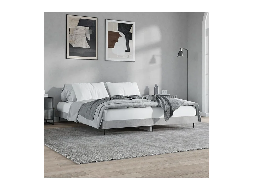 Lit double | Lit adulte | Cadre de lit gris béton 200x200 cm