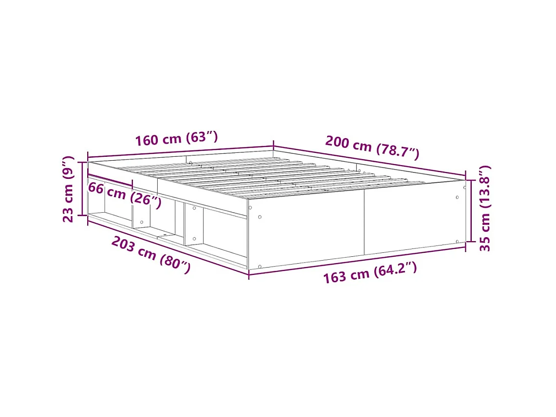 Lit double | Lit adulte | Cadre de lit blanc 160x200 cm
