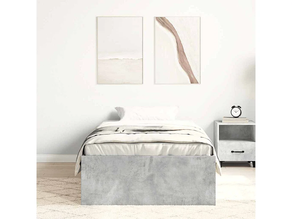 Lit simple | Lit adulte, enfant | Cadre de lit gris béton 90x190 cm