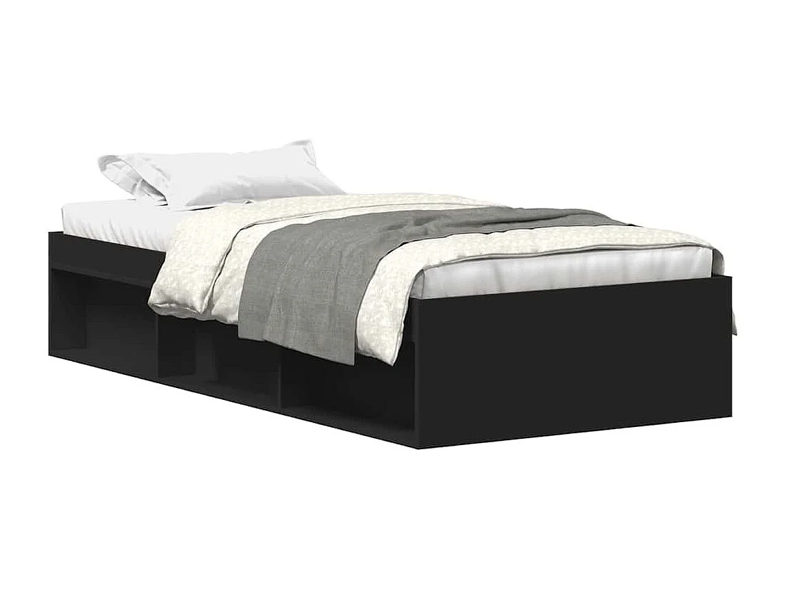 Lit simple | Lit adulte, enfant | Cadre de lit noir 75x190 cm
