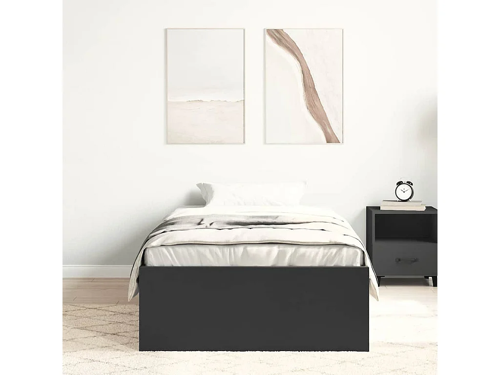 Lit simple | Lit adulte, enfant | Cadre de lit noir 75x190 cm
