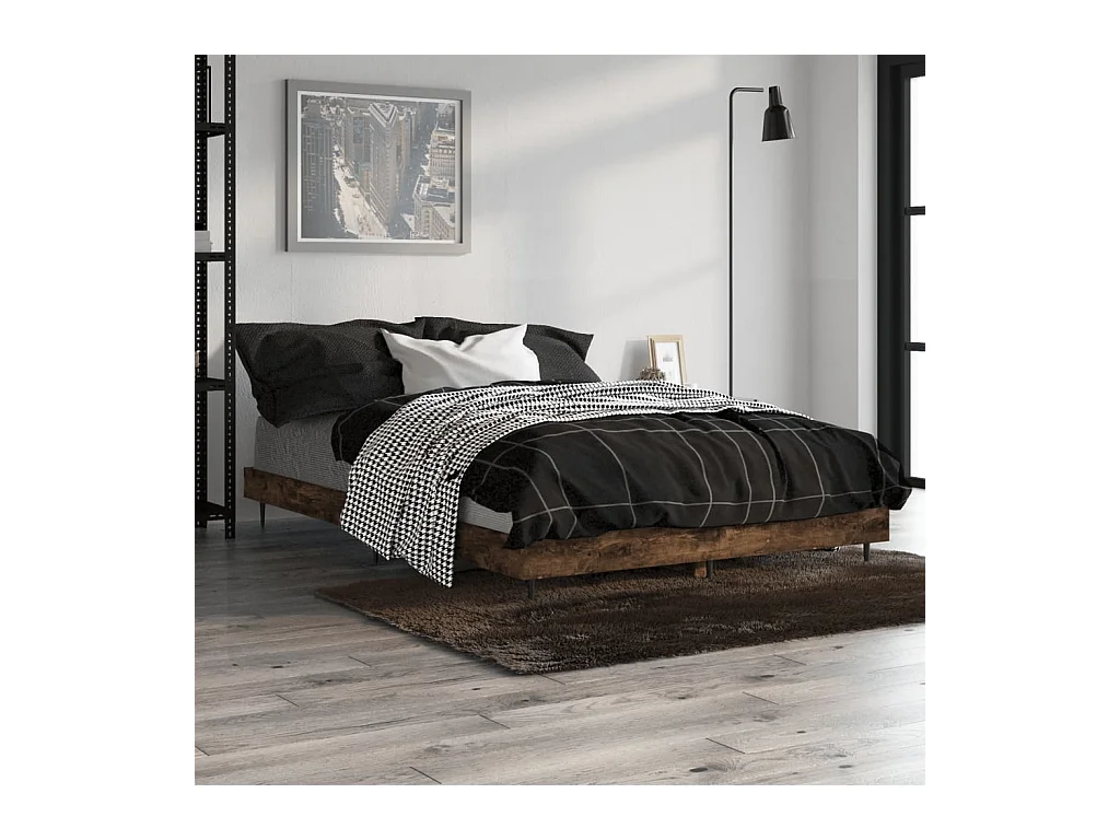 Lit simple | Lit adulte, enfant | Cadre de lit chêne fumé 120x190 cm bois ingénierie