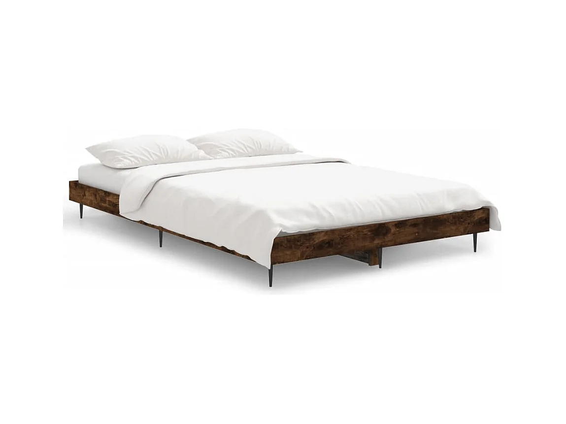 Lit simple | Lit adulte, enfant | Cadre de lit chêne fumé 120x190 cm bois ingénierie