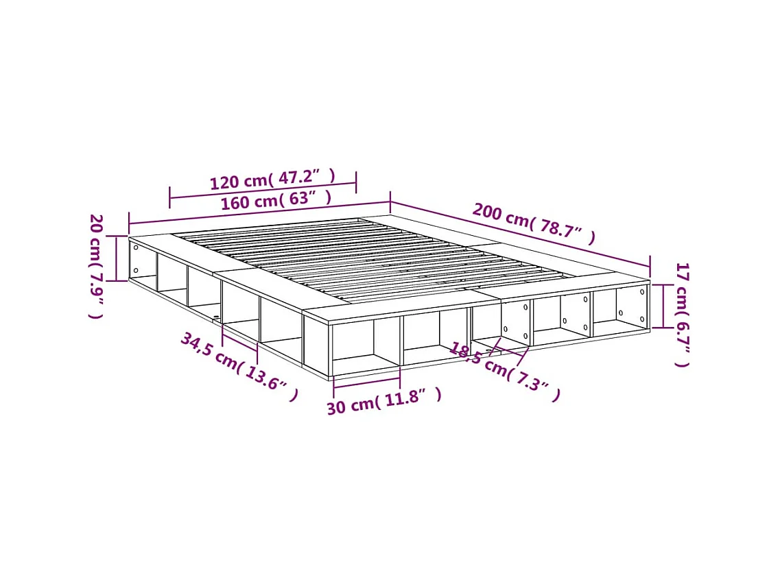 Lit double | Lit adulte | Cadre de lit blanc 160x200 cm