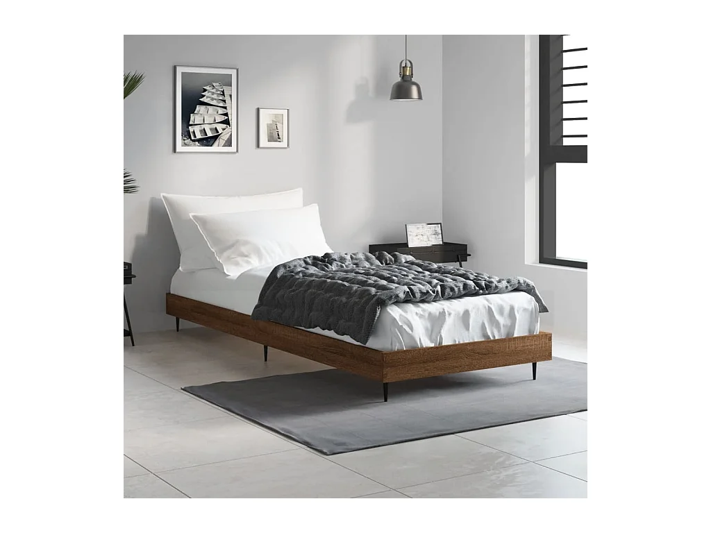 Lit simple | Lit adulte, enfant | Cadre de lit chêne marron 75x190cm bois ingénierie