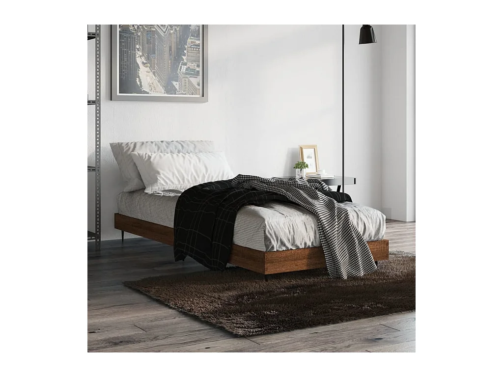 Lit simple | Lit adulte, enfant | Cadre de lit chêne marron 75x190cm bois ingénierie