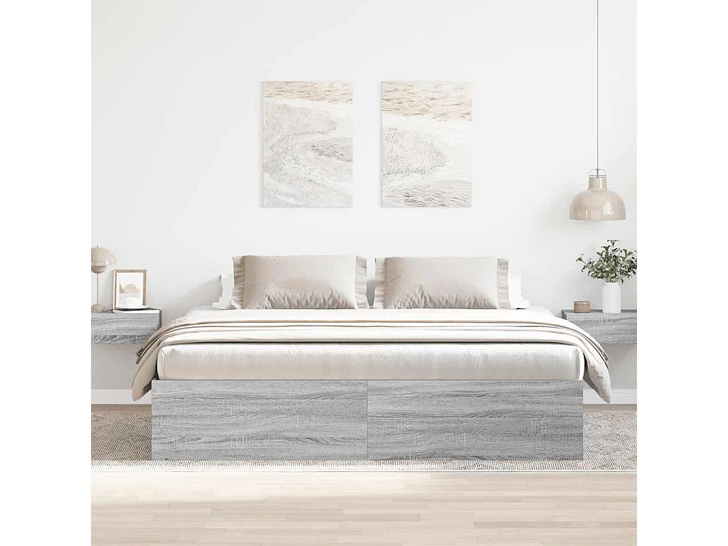 Lit double | Lit adulte | Cadre de lit sonoma gris 180x200 cm