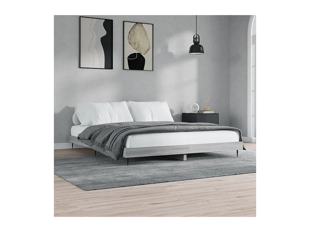 Lit double | Lit adulte | Cadre de lit sonoma gris 140x200 cm