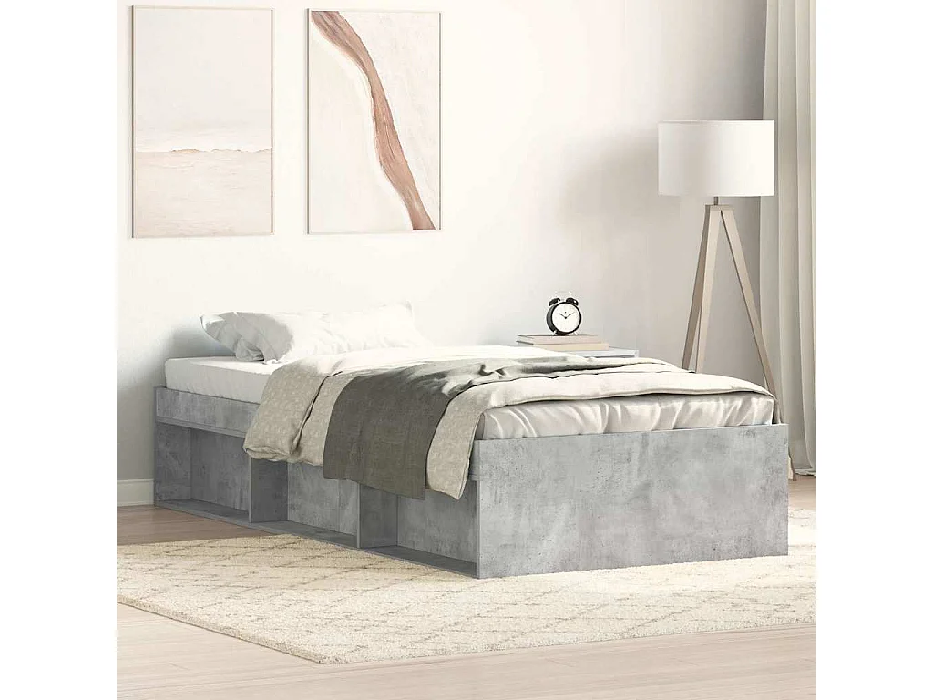 Lit simple | Lit adulte, enfant | Cadre de lit gris béton 75x190 cm