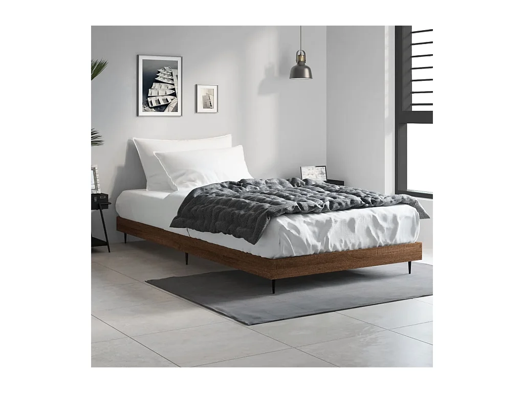 Lit simple | Lit adulte, enfant | Cadre de lit chêne marron 90x190cm bois ingénierie