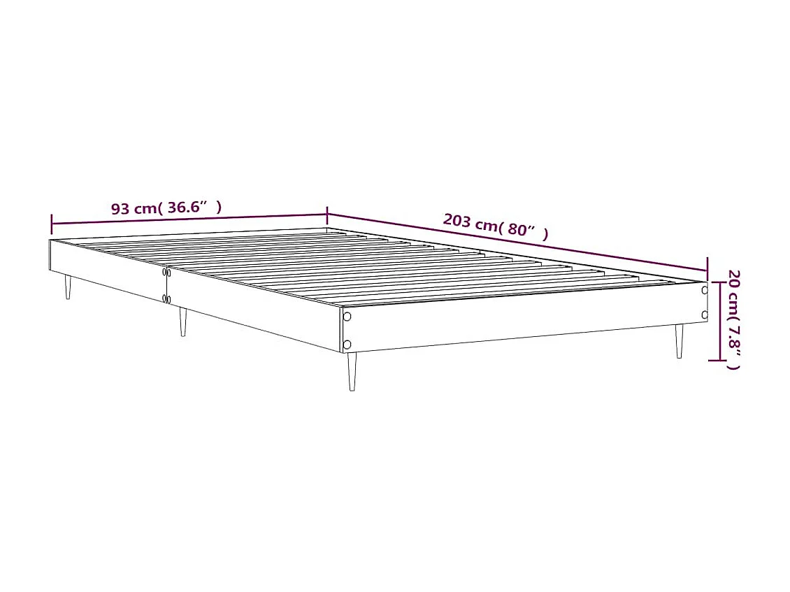 Lit simple | Lit adulte, enfant | Cadre de lit sonoma gris 90x200 cm