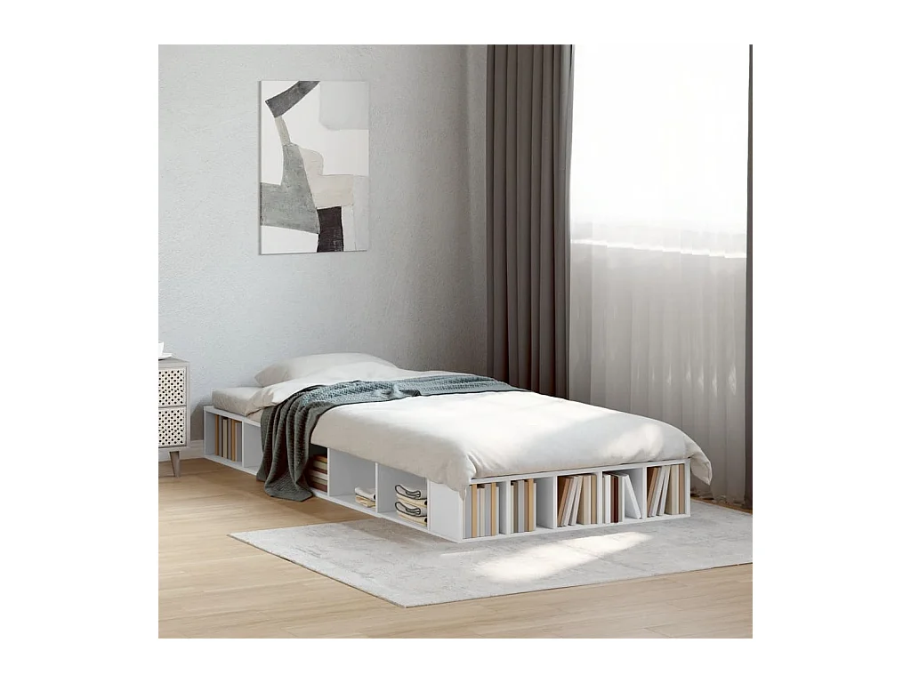Lit simple | Lit adulte, enfant | Cadre de lit blanc 75x190 cm