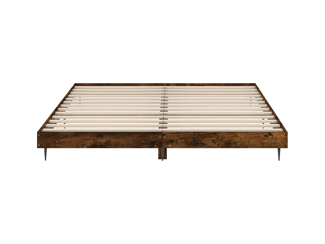 Lit double | Lit adulte | Cadre de lit chêne fumé 200x200 cm bois ingénierie