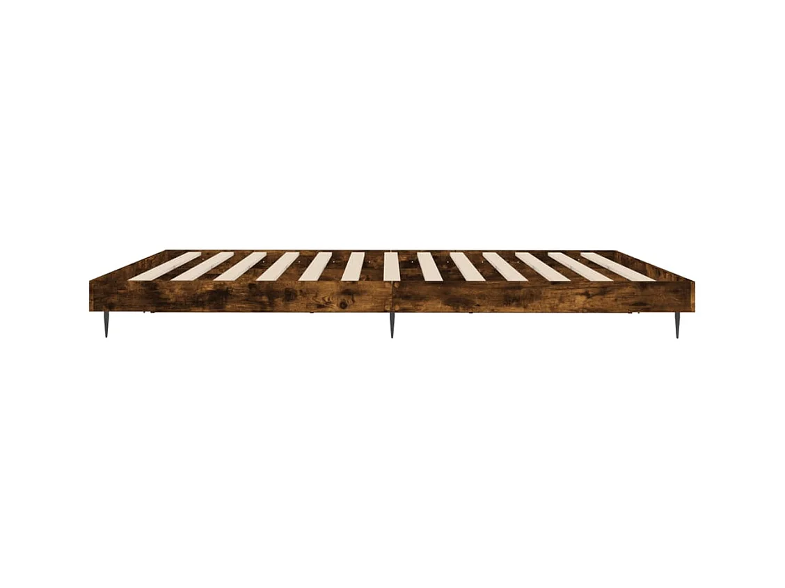 Lit double | Lit adulte | Cadre de lit chêne fumé 200x200 cm bois ingénierie