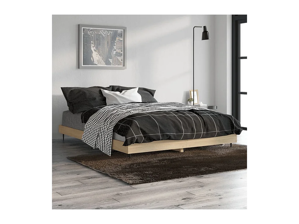 Lit double | Lit adulte | Cadre de lit chêne sonoma 140x190 cm