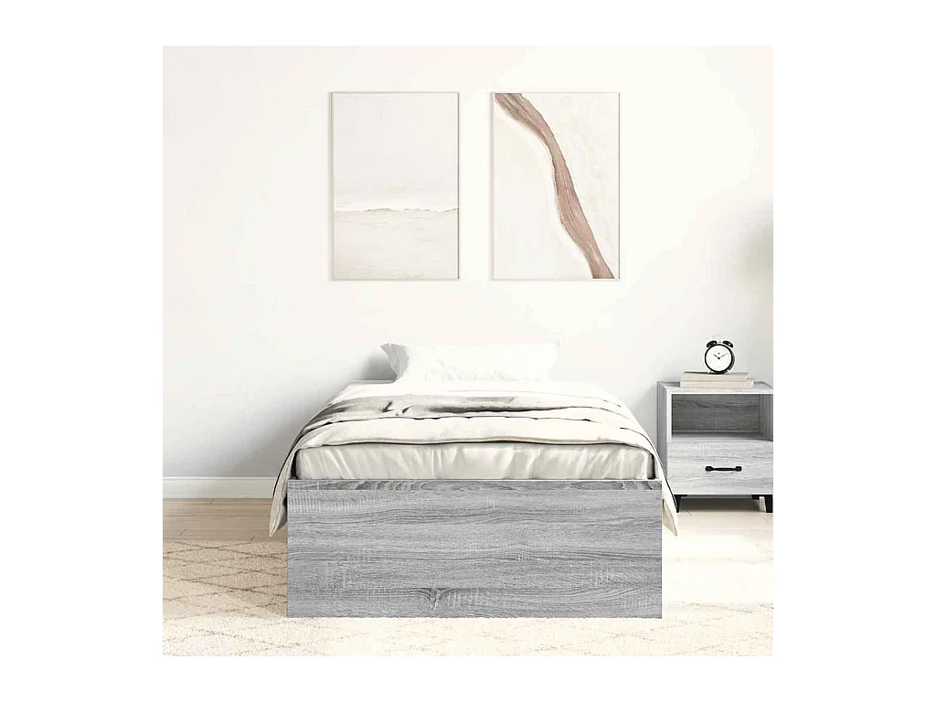 Lit simple | Lit adulte, enfant | Cadre de lit sonoma gris 90x190 cm