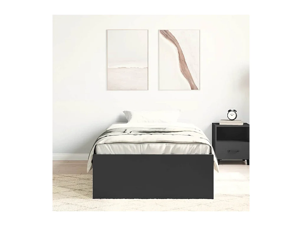 Lit simple | Lit adulte, enfant | Cadre de lit noir 90x200 cm