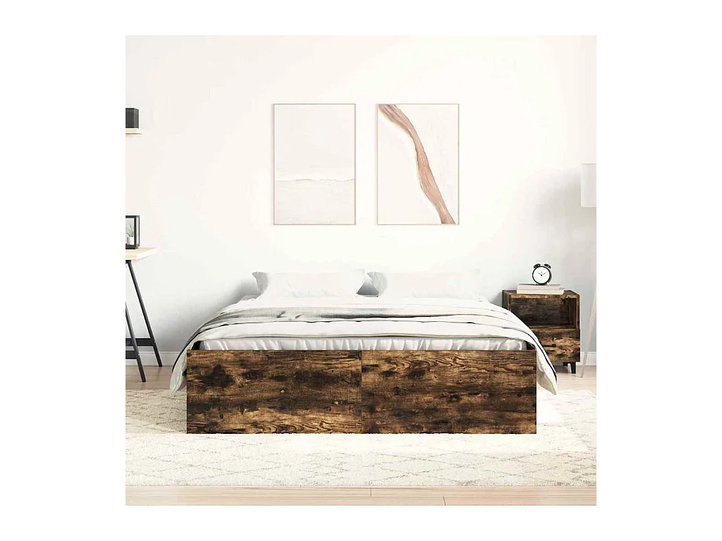 Lit double | Lit adulte | Cadre de lit chêne fumé 160x200 cm