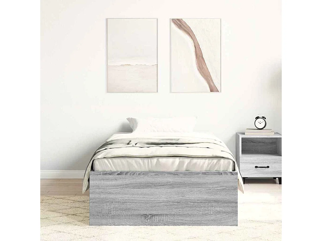 Lit simple | Lit adulte, enfant | Cadre de lit sonoma gris 100x200 cm