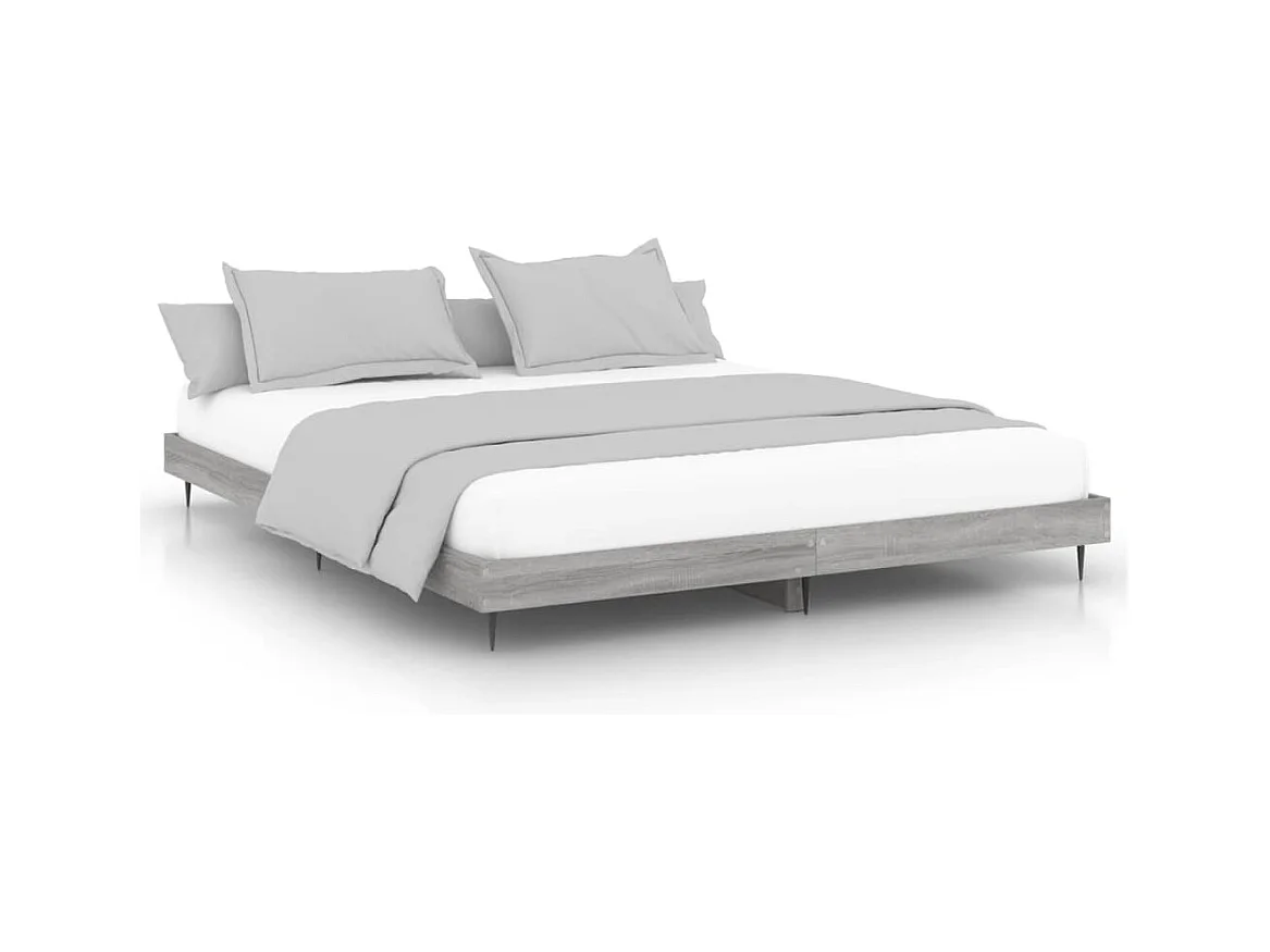 Lit double | Lit adulte | Cadre de lit sonoma gris 200x200 cm