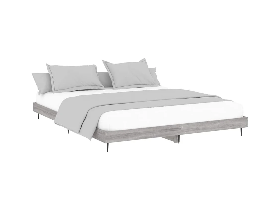 Lit double | Lit adulte | Cadre de lit sonoma gris 200x200 cm