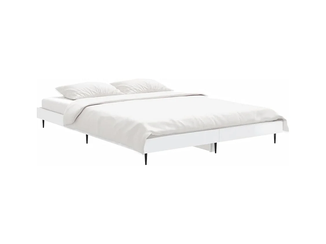 Lit double | Lit adulte | Cadre de lit blanc brillant 135x190 cm
