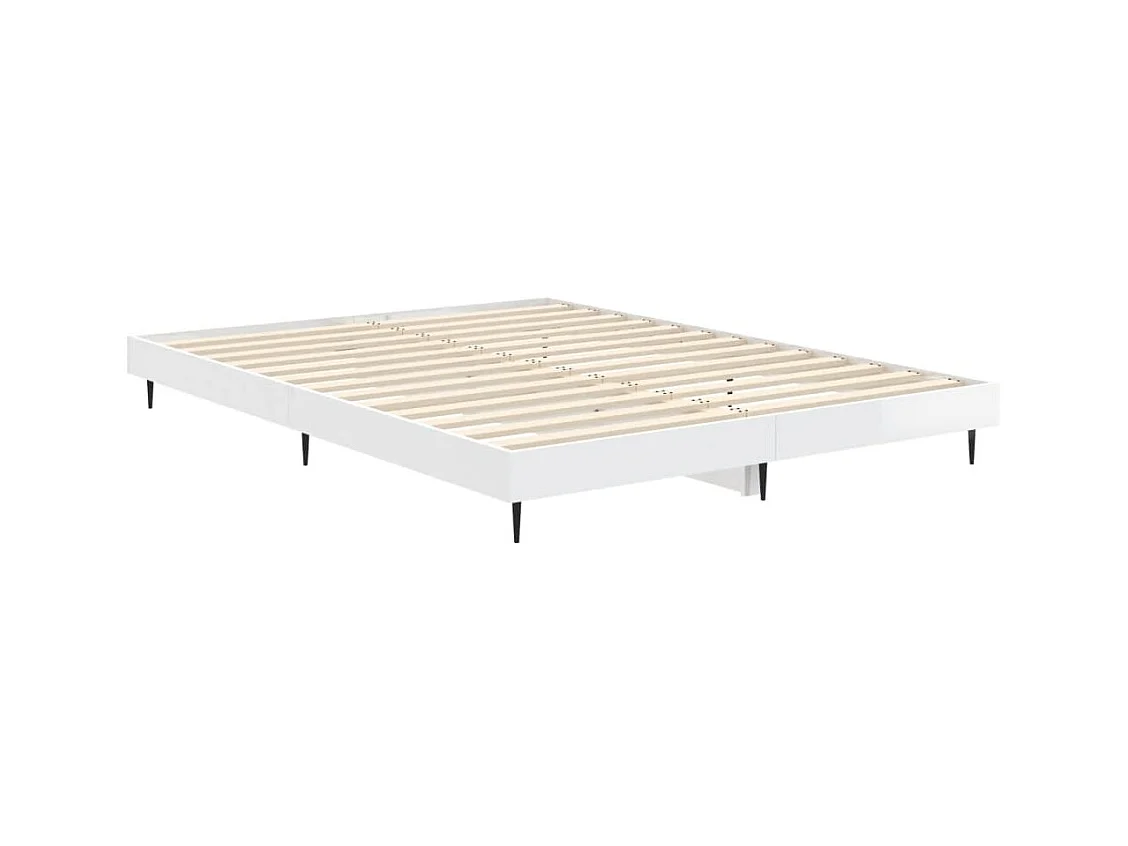 Lit double | Lit adulte | Cadre de lit blanc brillant 135x190 cm