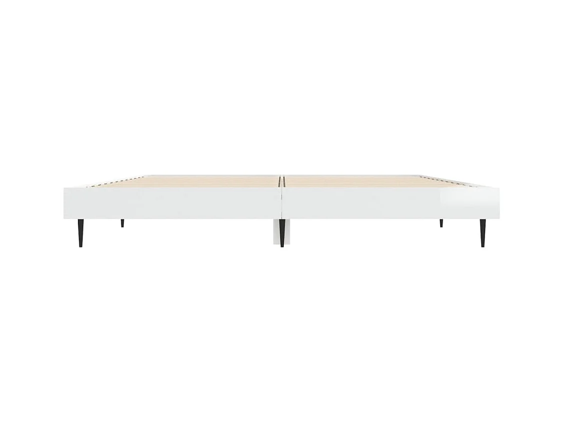 Lit double | Lit adulte | Cadre de lit blanc brillant 135x190 cm