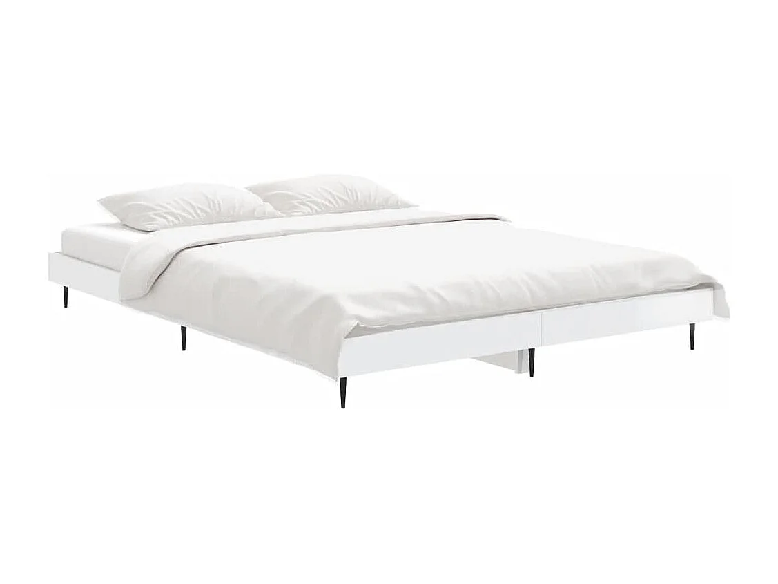 Lit double | Lit adulte | Cadre de lit blanc brillant 135x190 cm