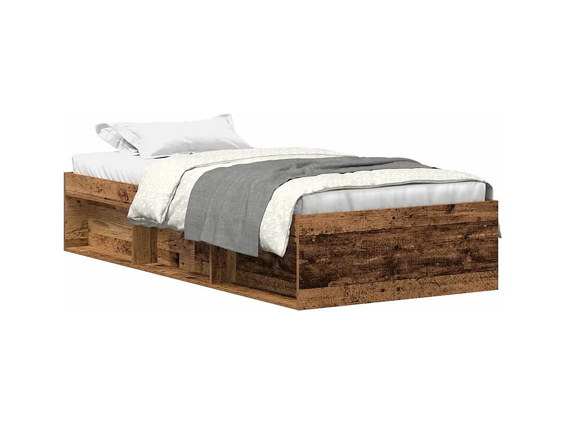 Lit simple | Lit adulte, enfant | Cadre de lit vieux bois 90x200 cm bois ingénierie