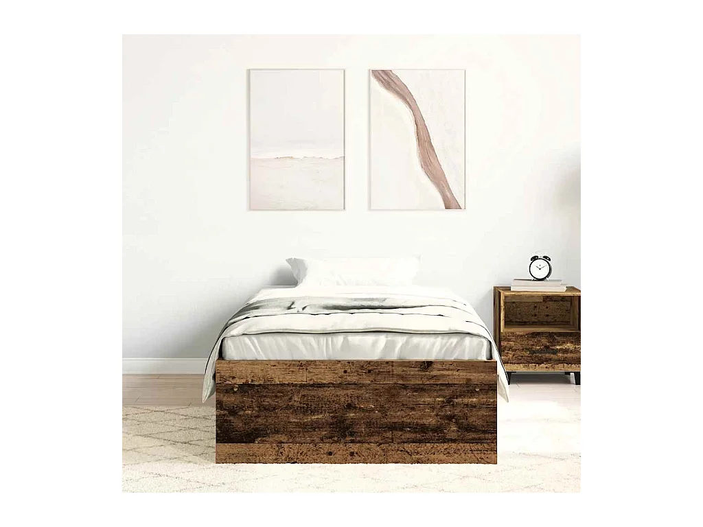 Lit simple | Lit adulte, enfant | Cadre de lit vieux bois 90x200 cm bois ingénierie