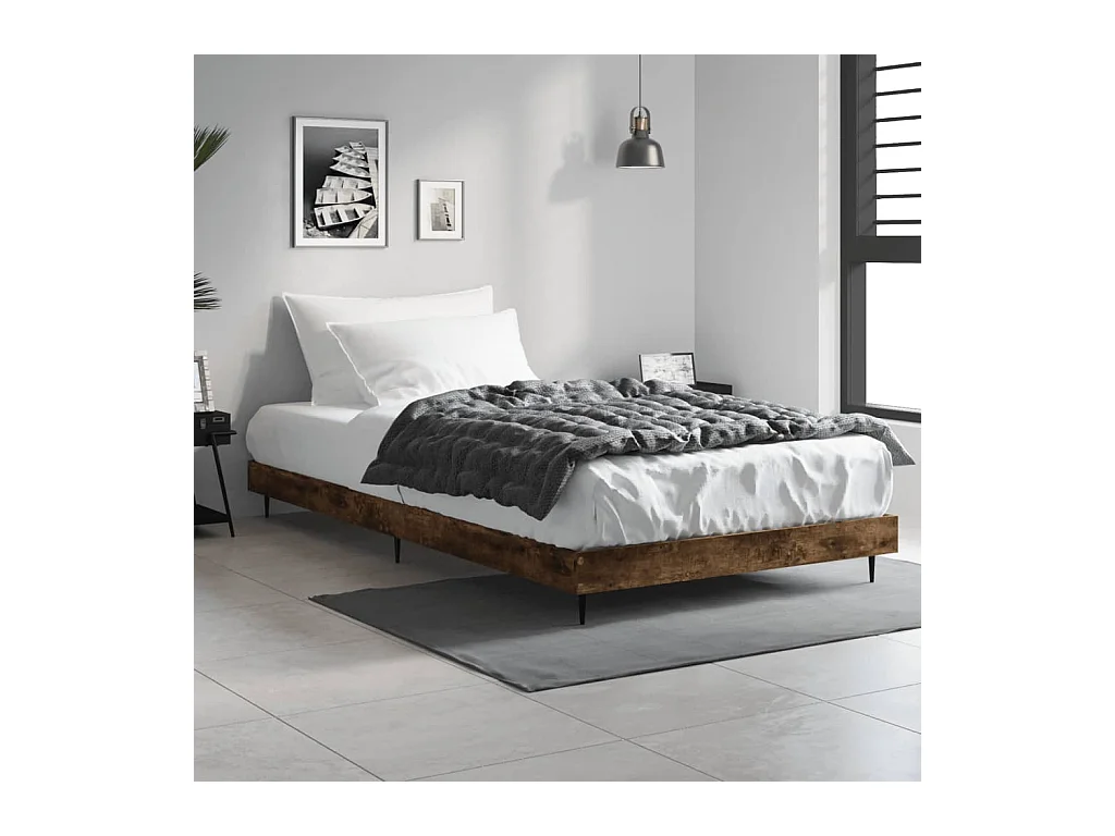 Lit simple | Lit adulte, enfant | Cadre de lit chêne fumé 90x200cm bois d'ingénierie