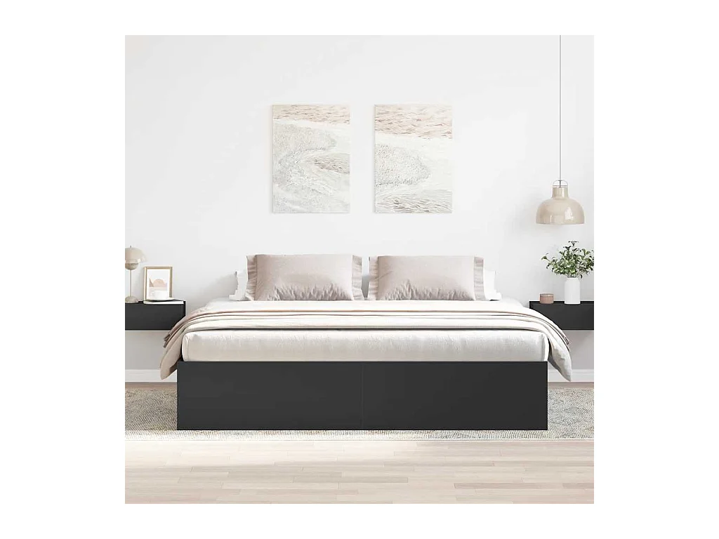 Lit double | Lit adulte | Cadre de lit noir 200x200 cm