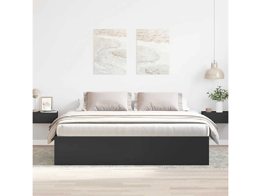 Lit double | Lit adulte | Cadre de lit noir 200x200 cm