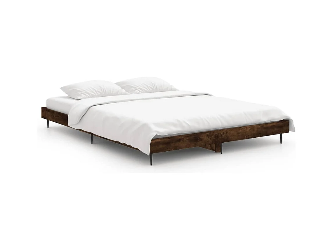 Lit double | Lit adulte | Cadre de lit chêne fumé 135x190 cm bois ingénierie